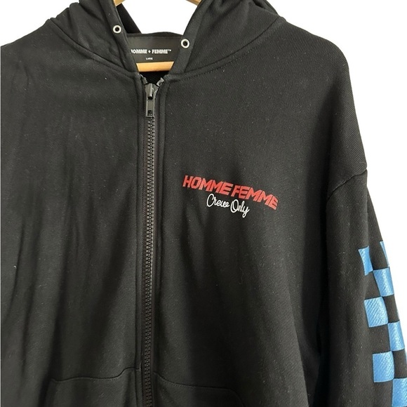 Homme+Femme 500 CREW ZIP HOODIE BLACK Size LARGE - Picture 6 of 17